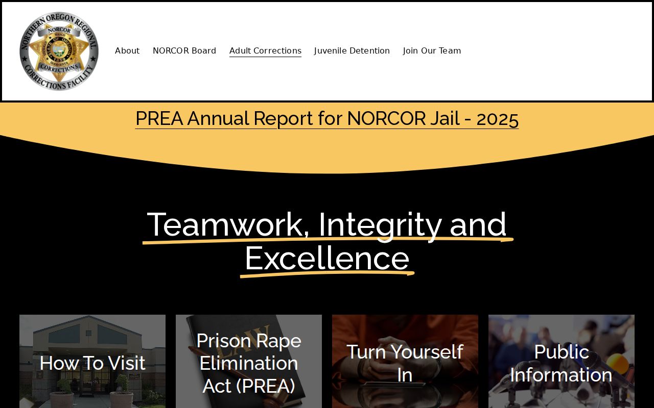 NORCOR adult corrections custody information for Gilliam County