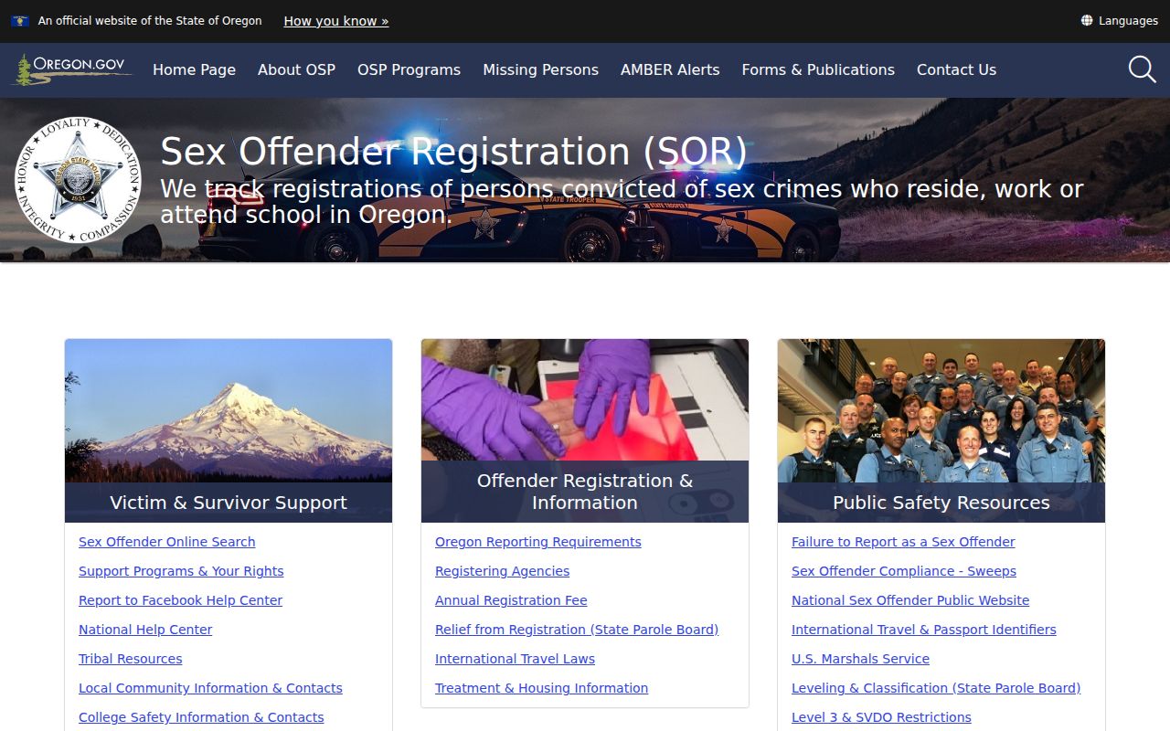 Gilliam County sex offender registration information from OSP